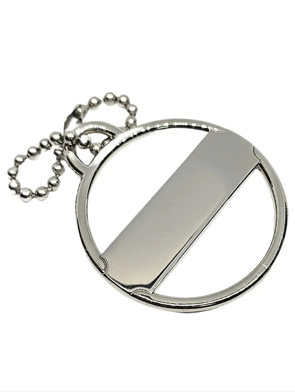 🆕 Coach Light Pink & Silver Nickel Round Metal Hang Tag Bag Fob Charm Keychain